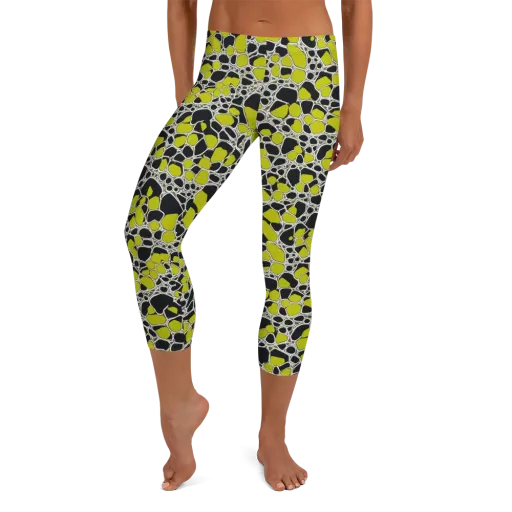 Lime Labyrinth on a Capri Leggings