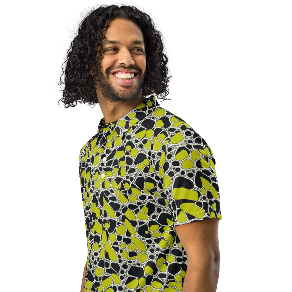Lime Labyrinth on Men's Slim Fit Polo Shirt — Left Front