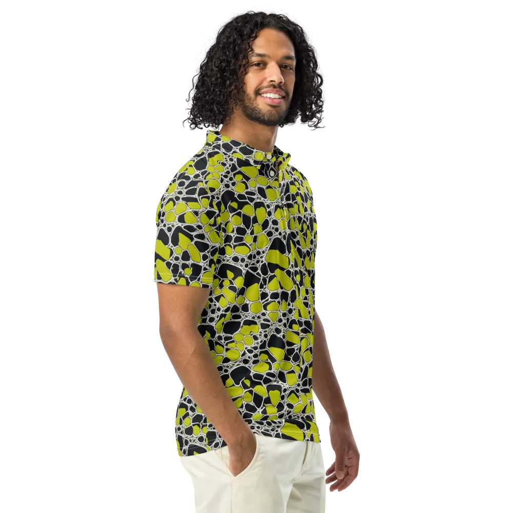 Lime Labyrinth on Men's Slim Fit Polo Shirt — Right Front