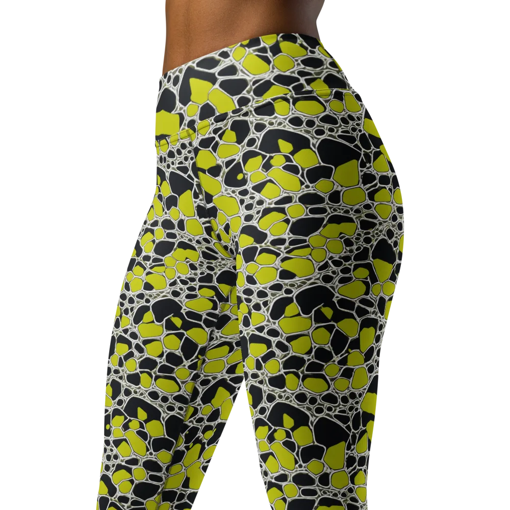 Lime Labyrinth on Yoga Leggings — Left Front