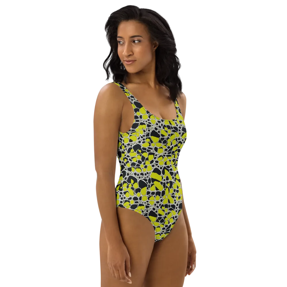 Lime Labyrinth on One-Piece Swimsuit — Right