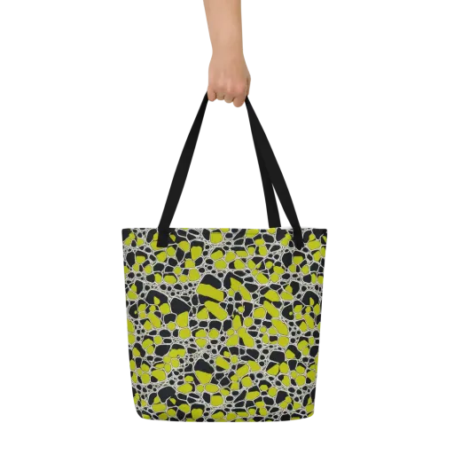 Lime Labyrinth on a Large Tote Bag W/ Pocket