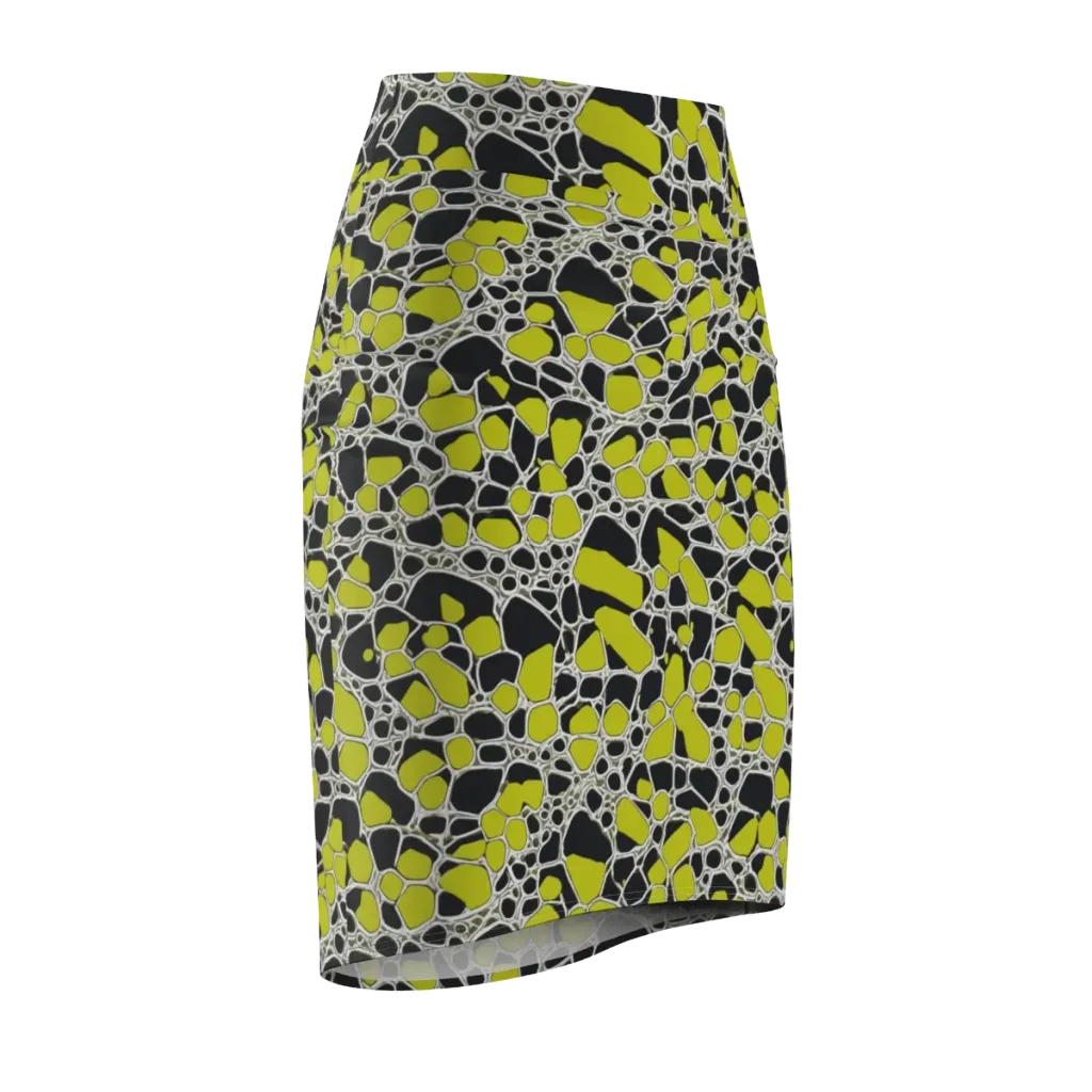 Lime Labyrinth on Pencil Skirt — Front Side