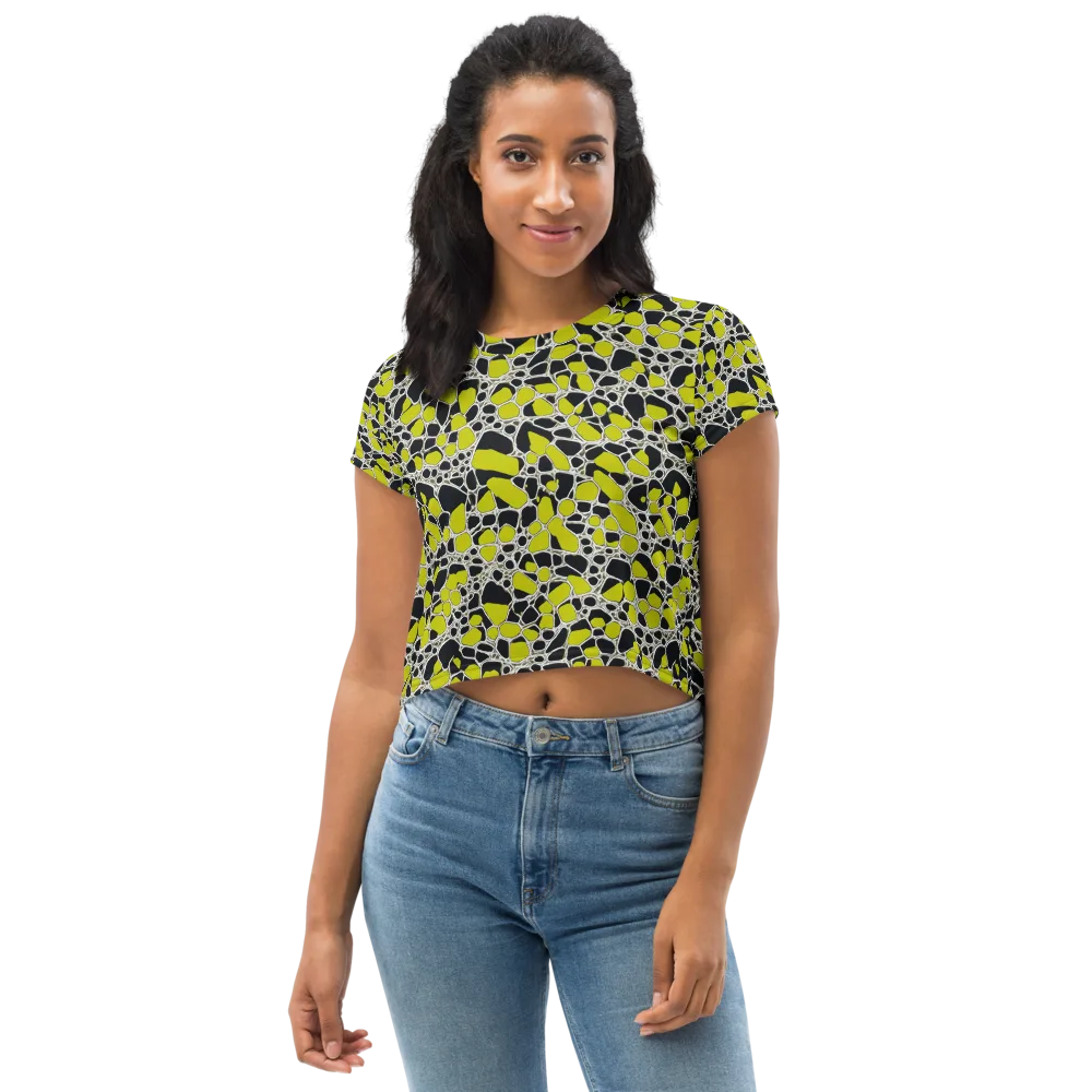 Lime Labyrinth on Crop Tee — Front