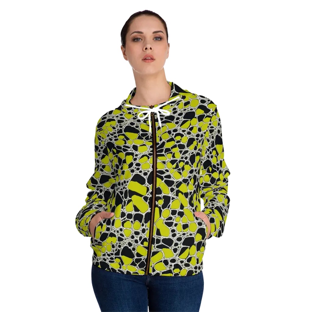 Lime Labyrinth on Women's Full-Zip Hoodie — Front On Person