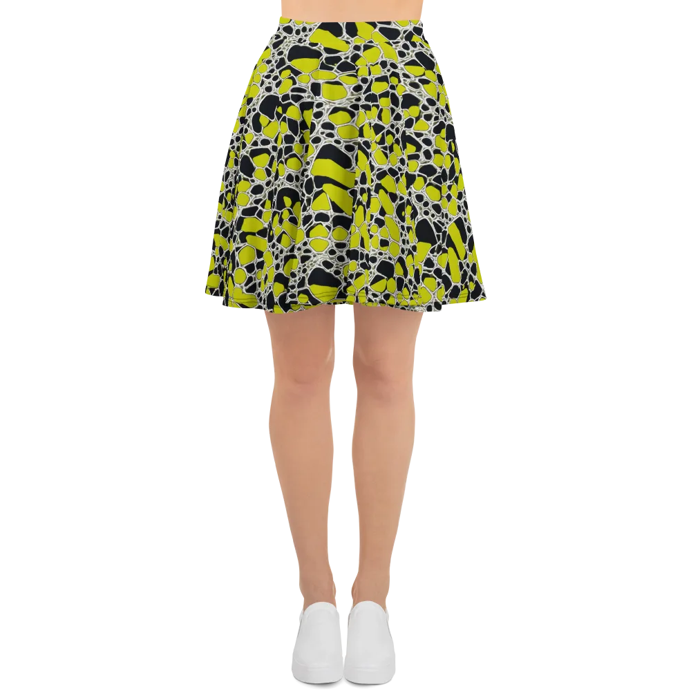 Lime Labyrinth on Skater Skirt — Front