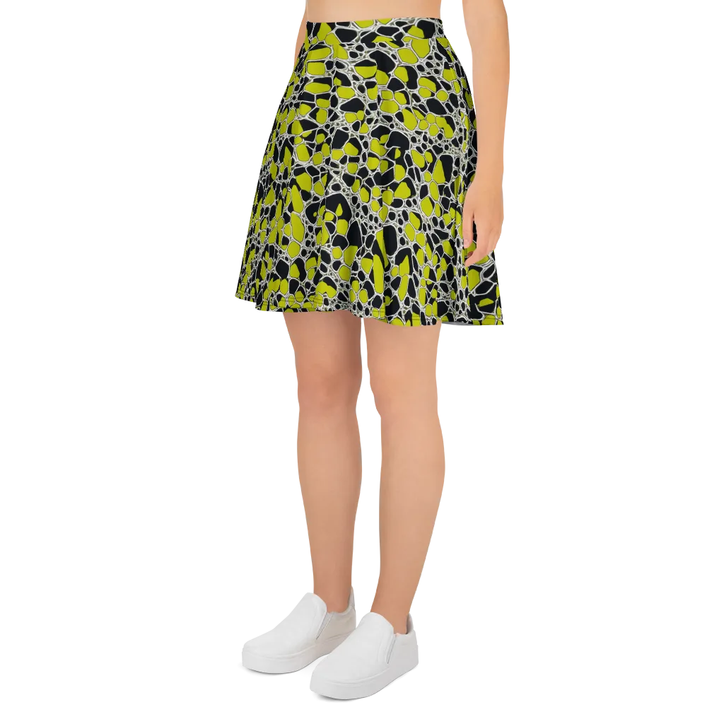Lime Labyrinth on Skater Skirt — Left