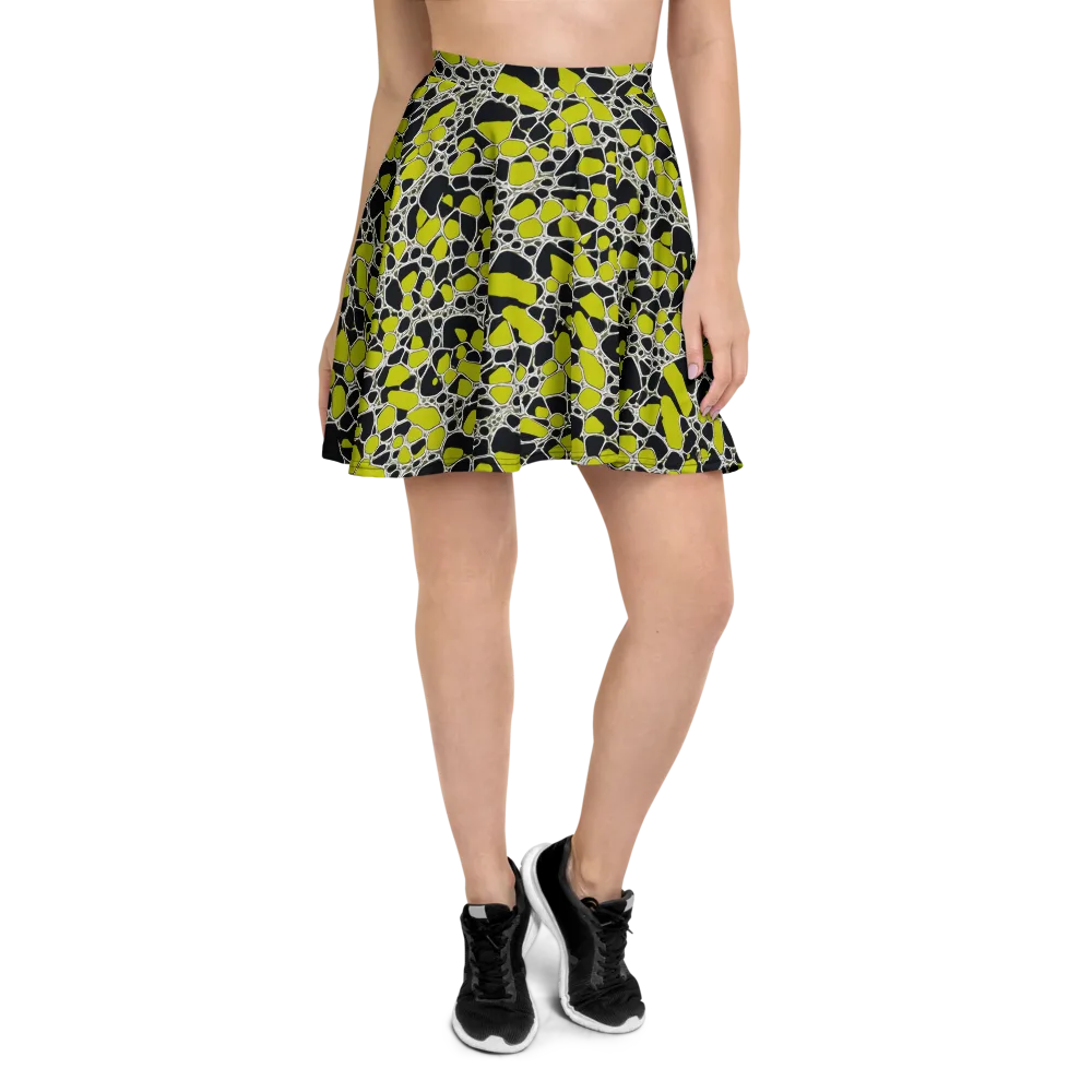 Lime Labyrinth on Skater Skirt — Front