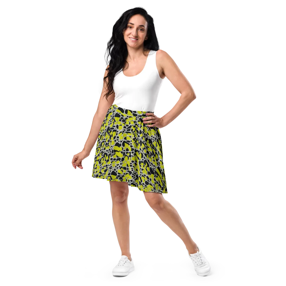 Lime Labyrinth on Skater Skirt — Front