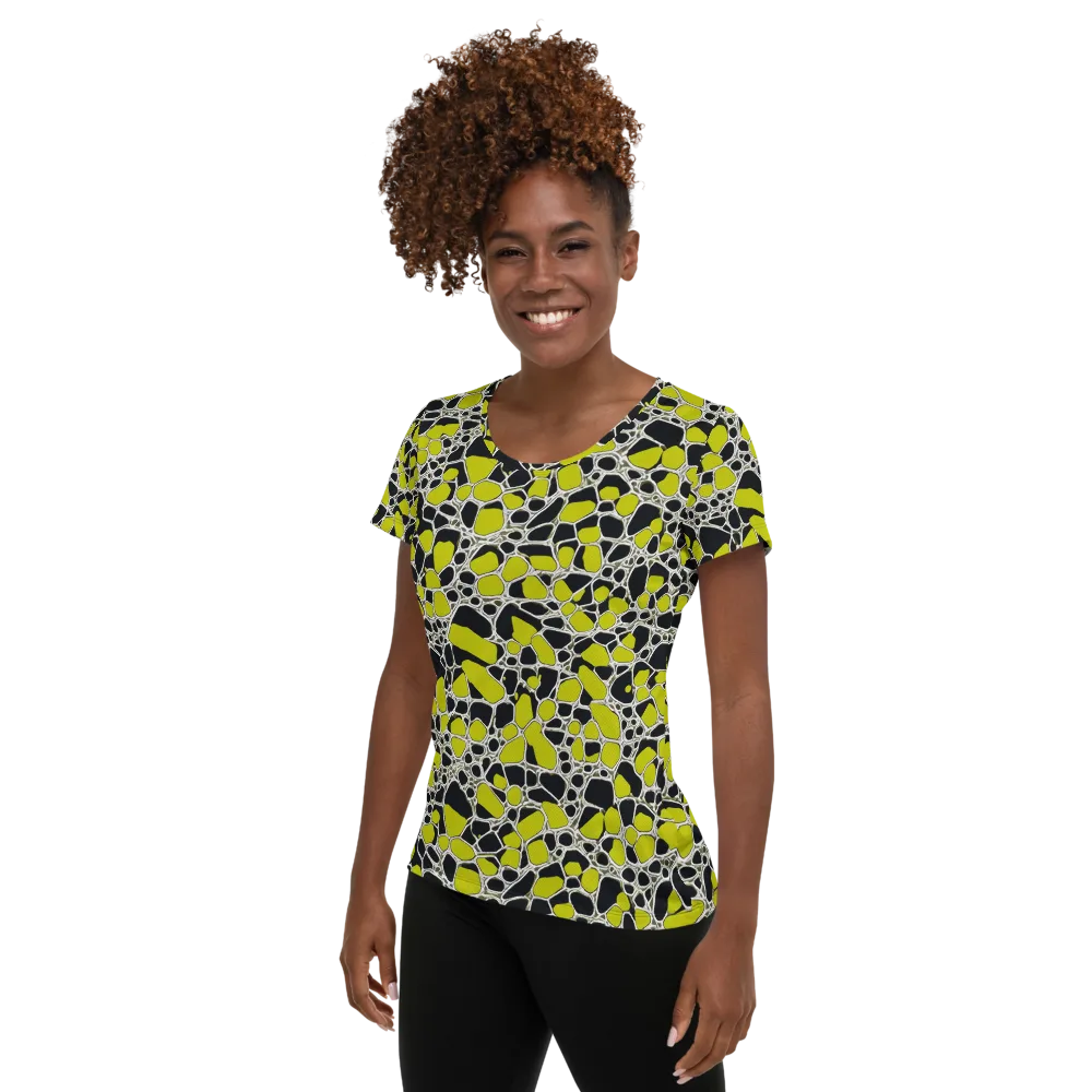 Lime Labyrinth on Women's Athletic T-Shirt — Left