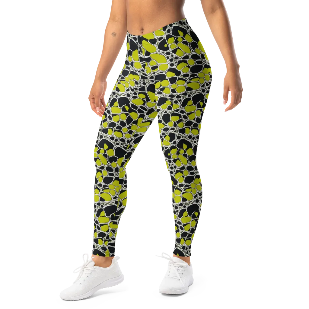 Lime Labyrinth on Leggings — Left Front