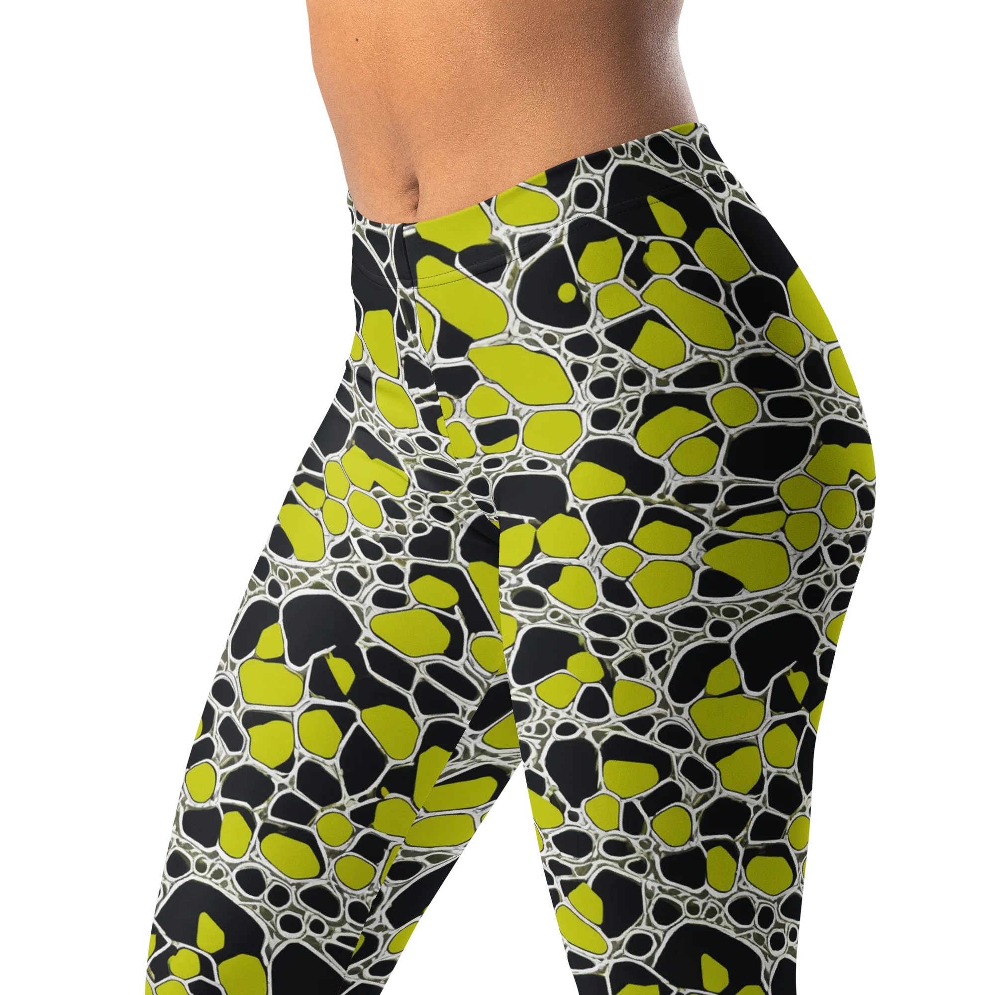 Lime Labyrinth on Leggings — Left Front
