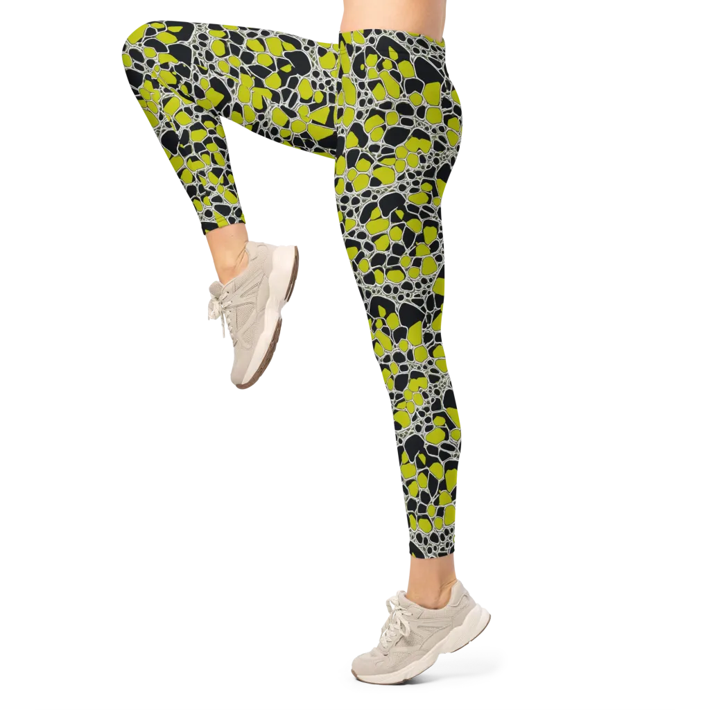 Lime Labyrinth on Leggings — Left