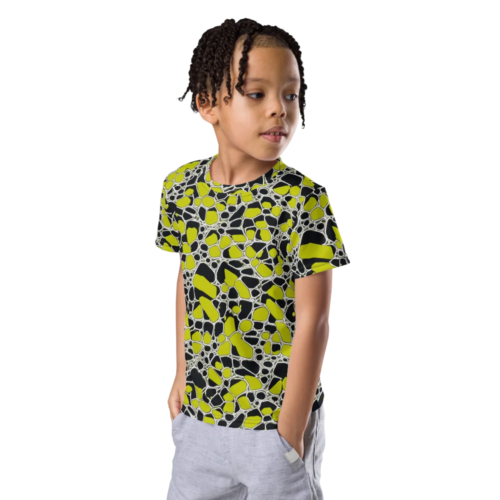 Lime Labyrinth on Kids Crew Neck T-Shirt — Left Front
