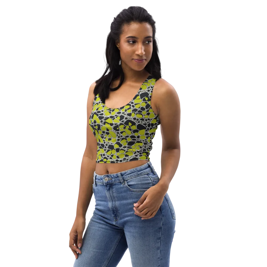 Lime Labyrinth on Crop Top — Left Front