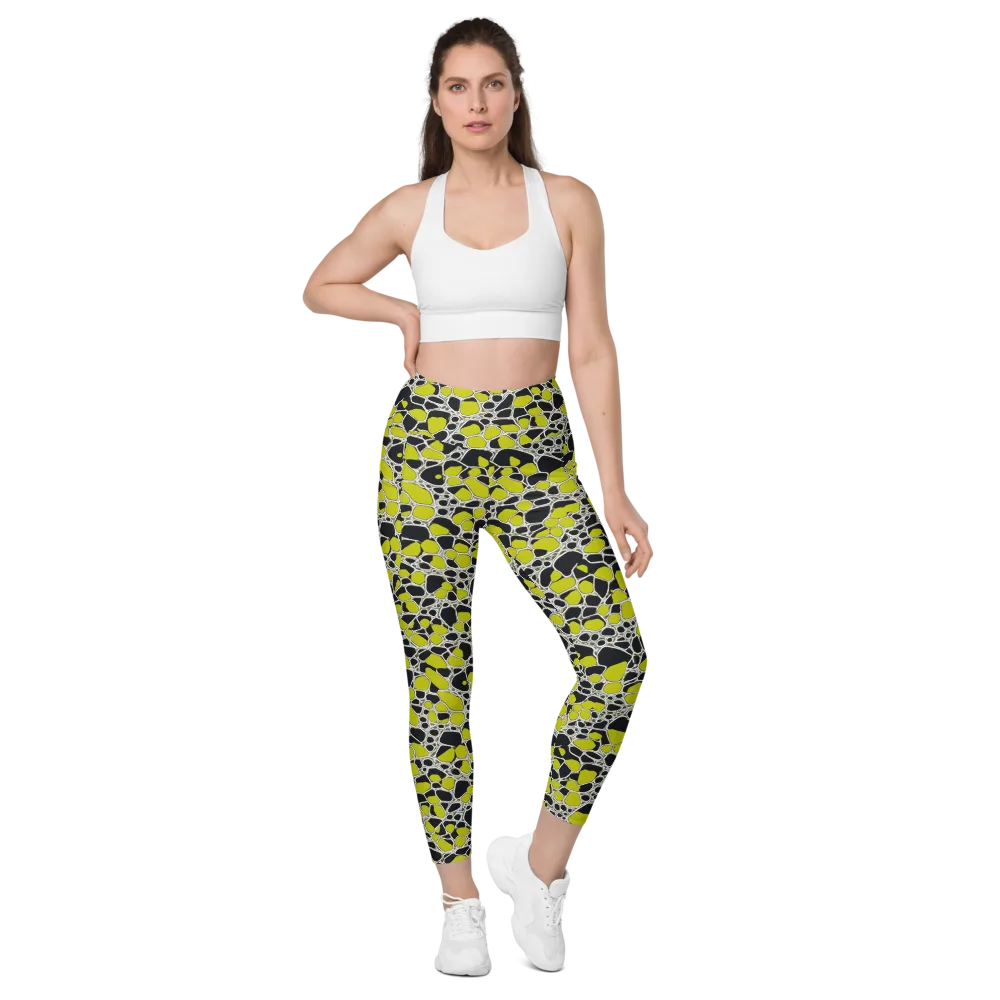 Lime Labyrinth on Leggings with Pockets — Front