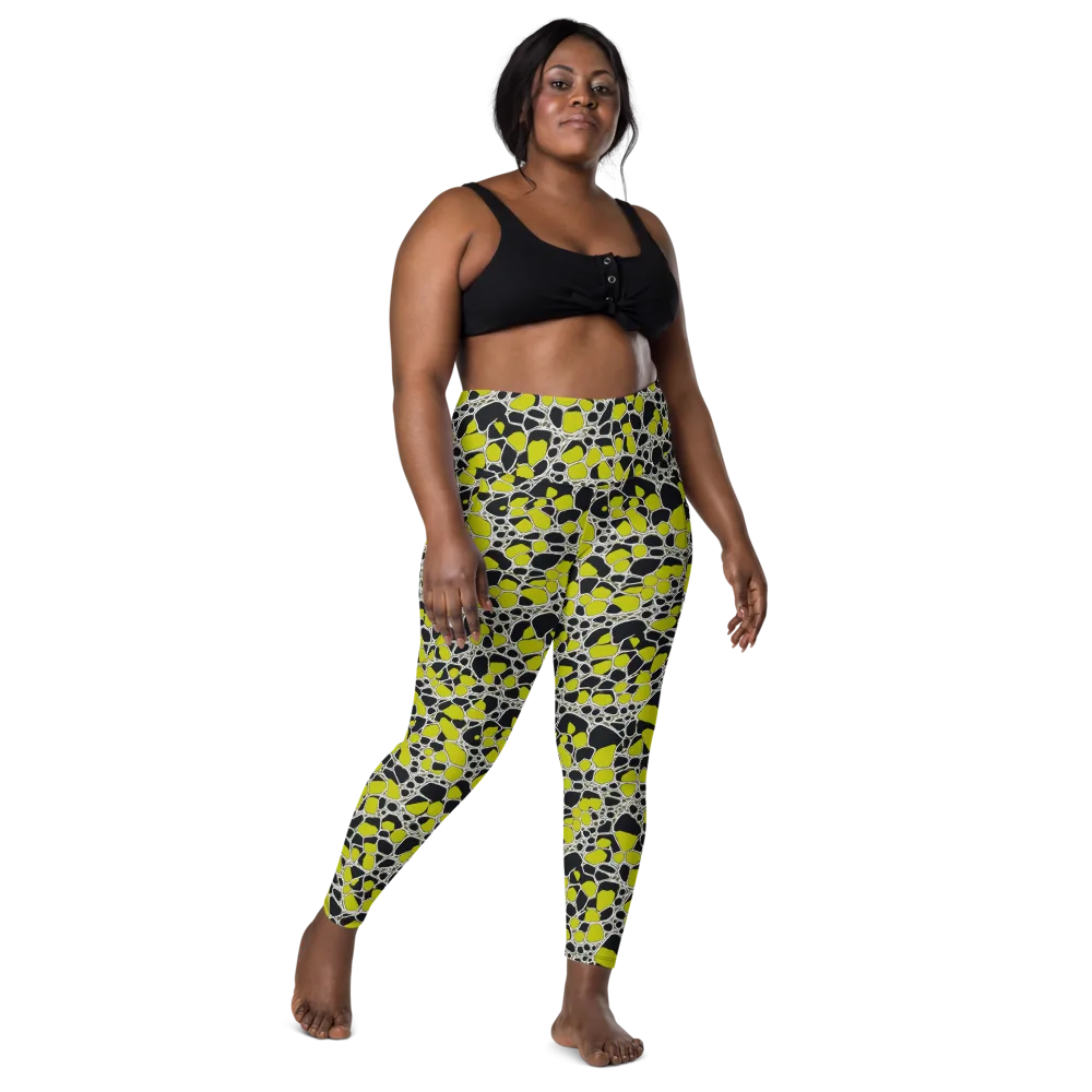 Lime Labyrinth on Leggings with Pockets — Front