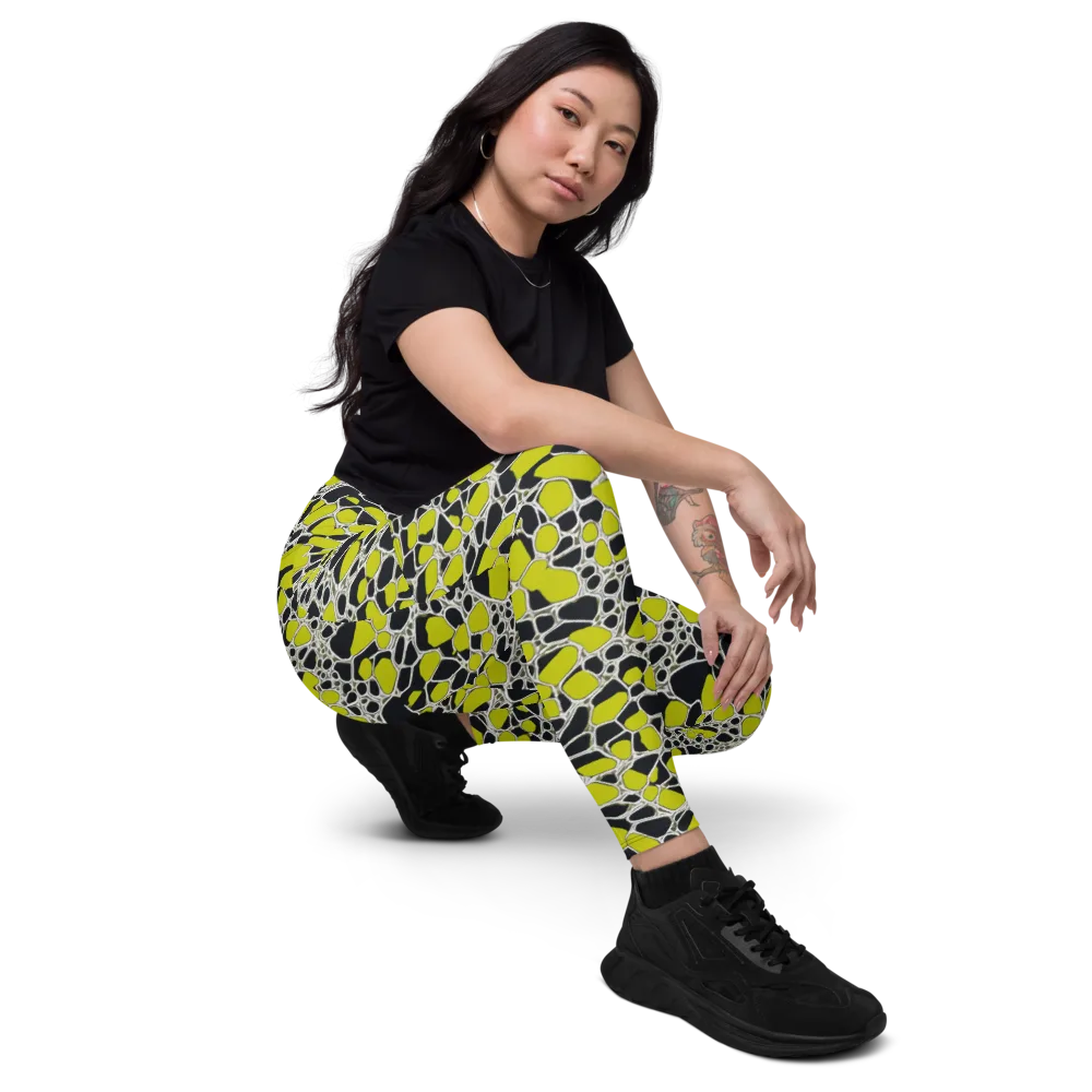Lime Labyrinth on Leggings with Pockets — Right Front