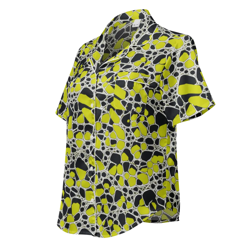 Lime Labyrinth on Women's Short Sleeve Pajama Top — Left Front