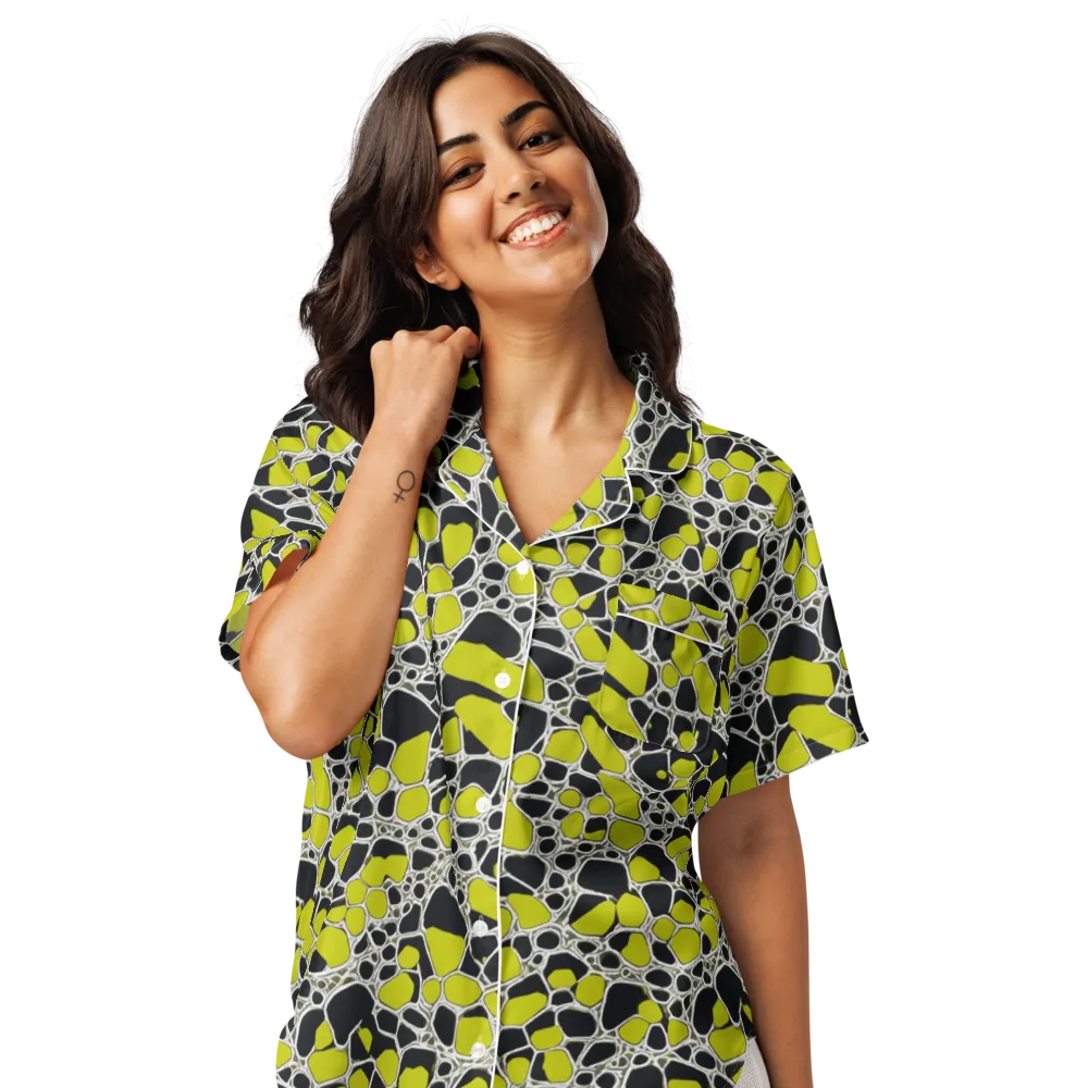 Lime Labyrinth on Women's Short Sleeve Pajama Top — Front
