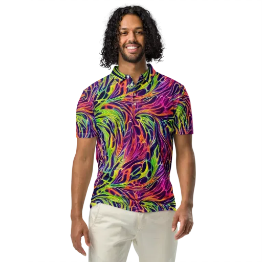 Psychic Flame on a Men's Slim Fit Polo Shirt