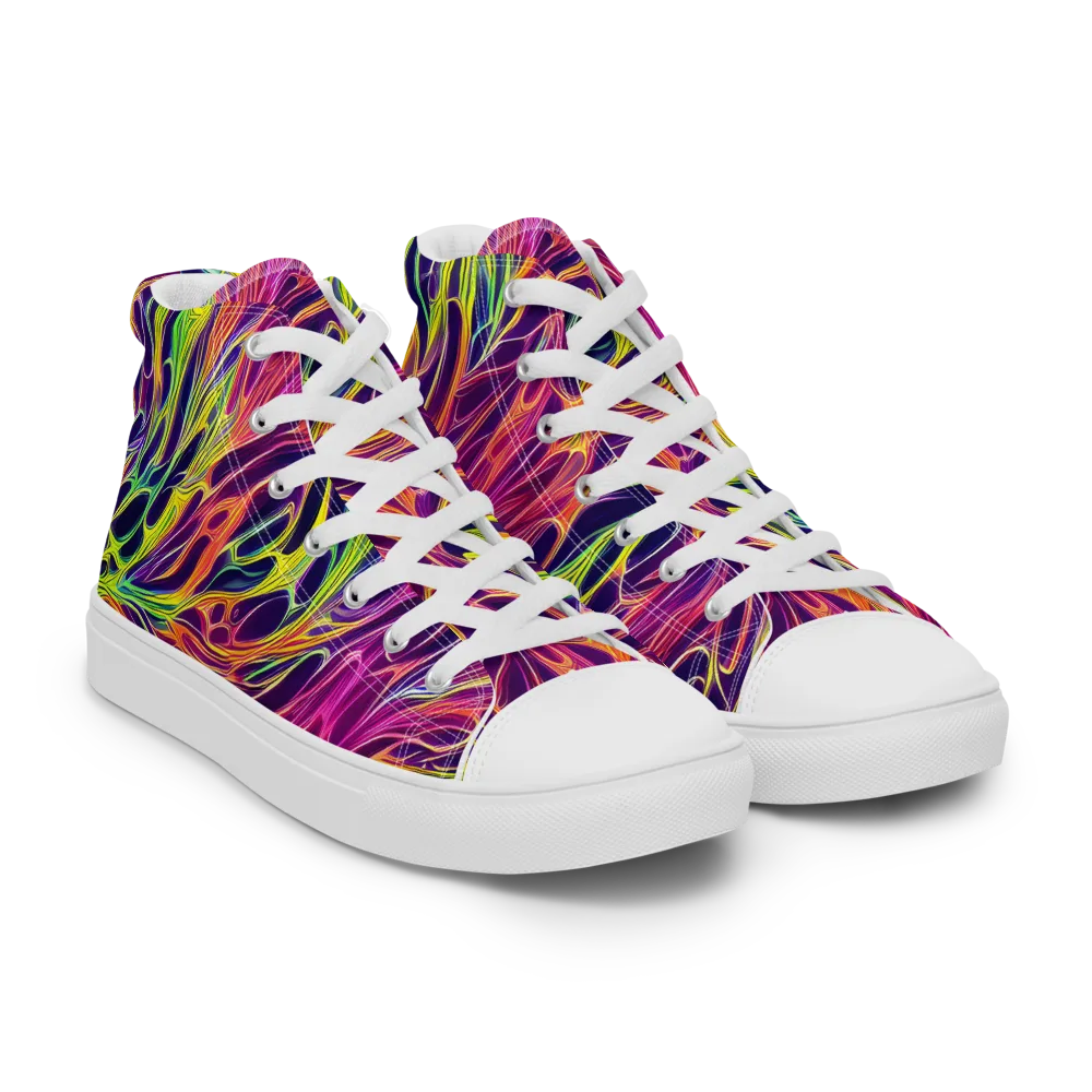 Psychic Flame on Men's High Top Canvas Shoes — Right Front