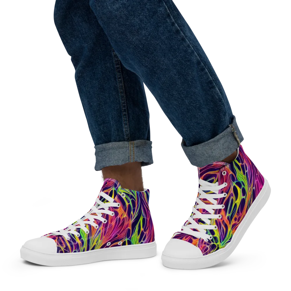 Psychic Flame on Men's High Top Canvas Shoes — Left