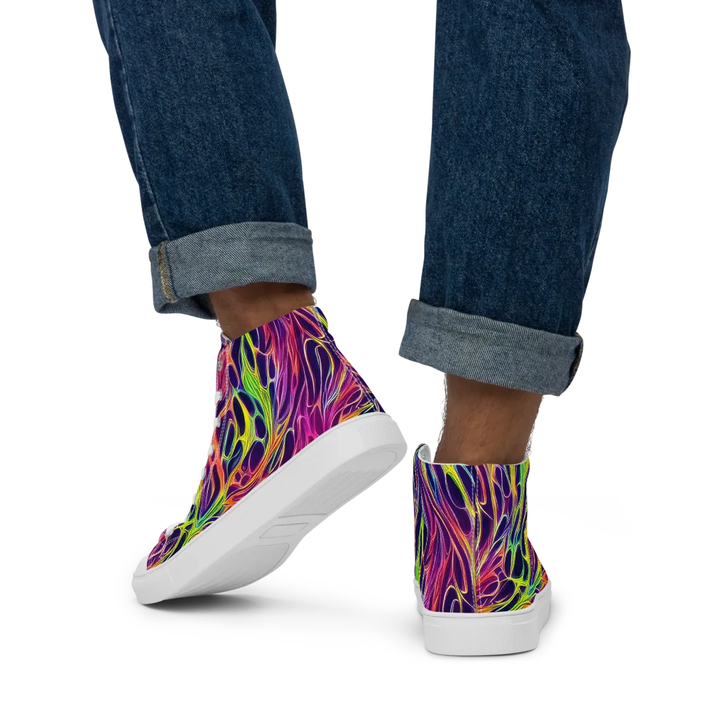 Psychic Flame on Men's High Top Canvas Shoes — Back