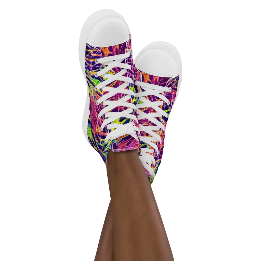 Psychic Flame on Women's High Top Canvas Shoes — Front