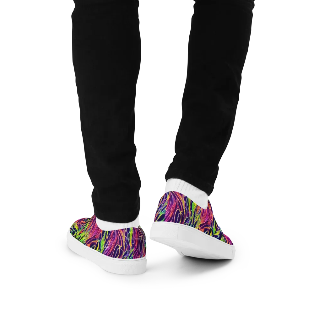 Psychic Flame on Men's Lace-Up Canvas Shoes — Back