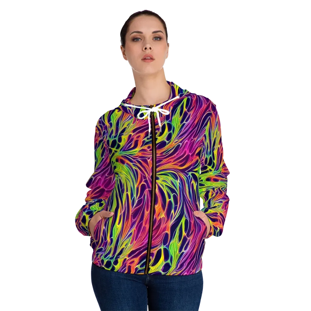 Psychic Flame on Women's Full-Zip Hoodie — Front On Person