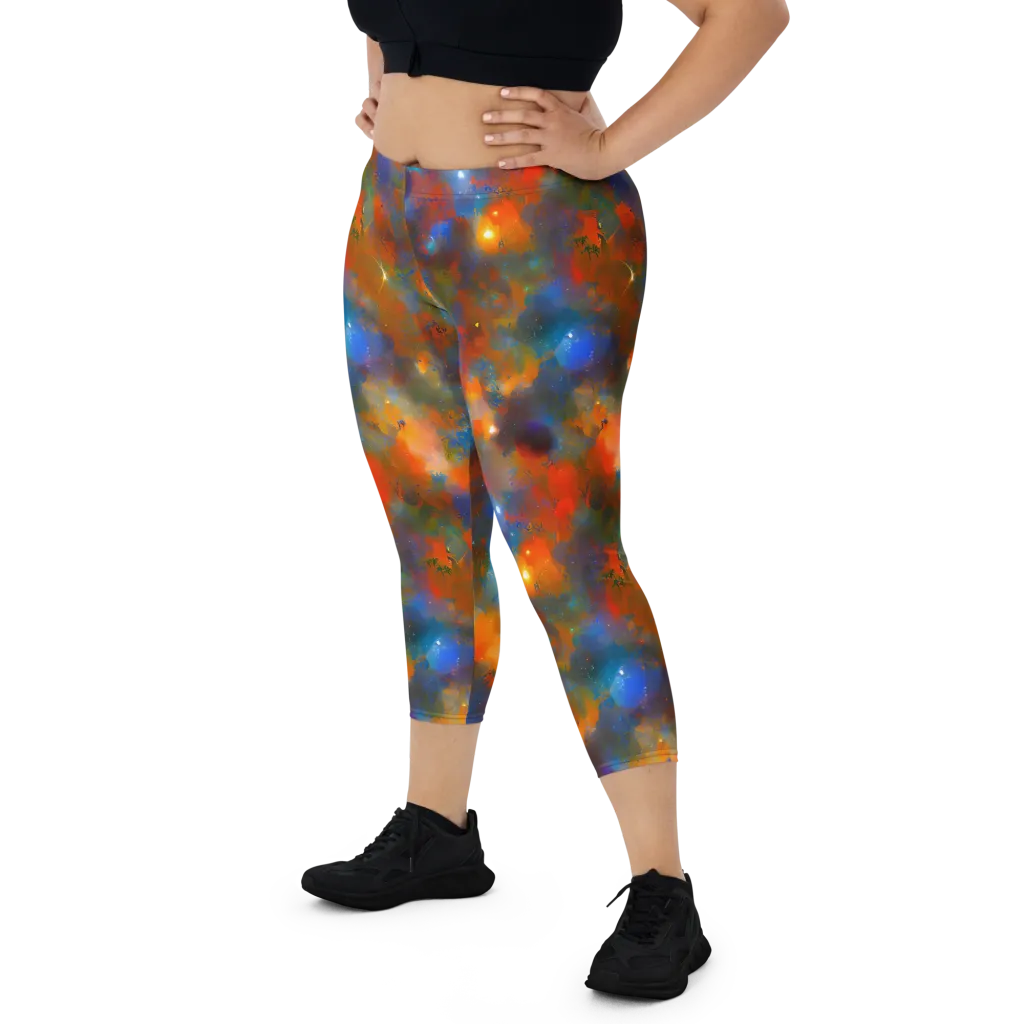 Blue Ember Bloom on Capri Leggings — Front
