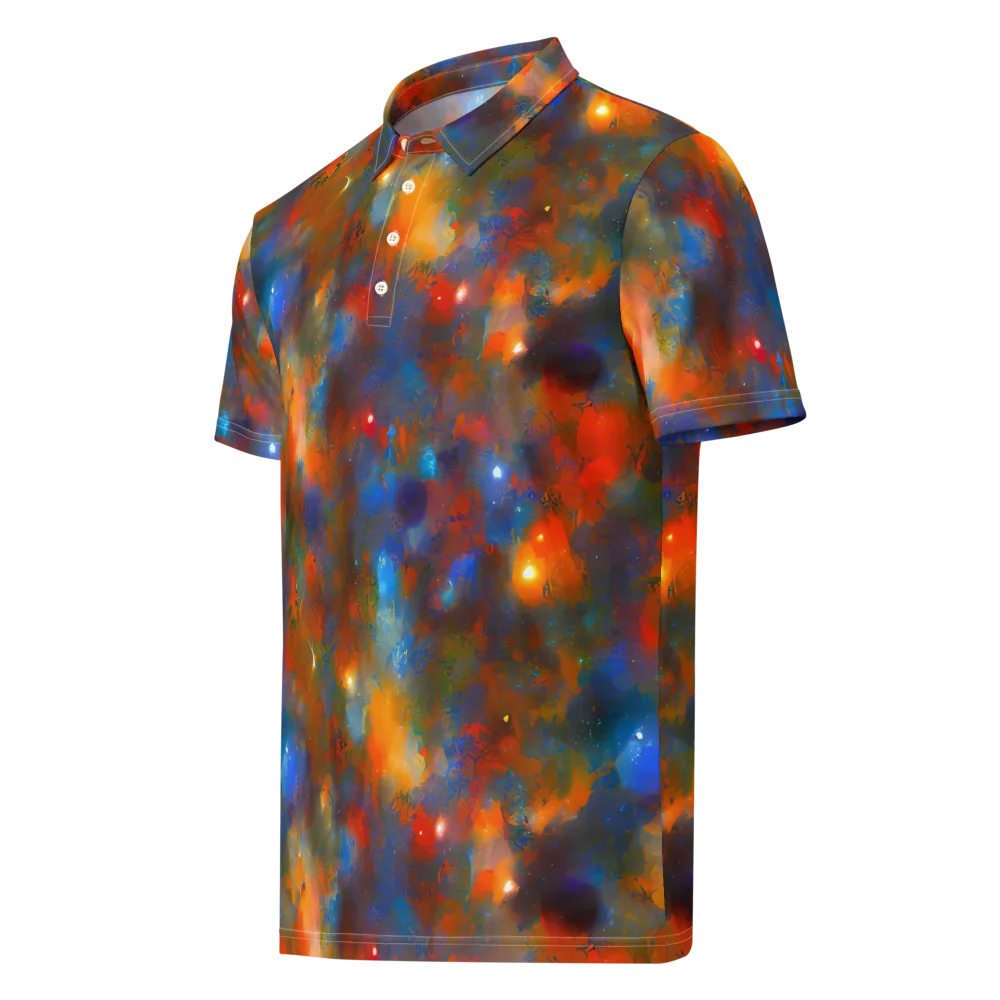 Blue Ember Bloom on Men's Slim Fit Polo Shirt — Left Front