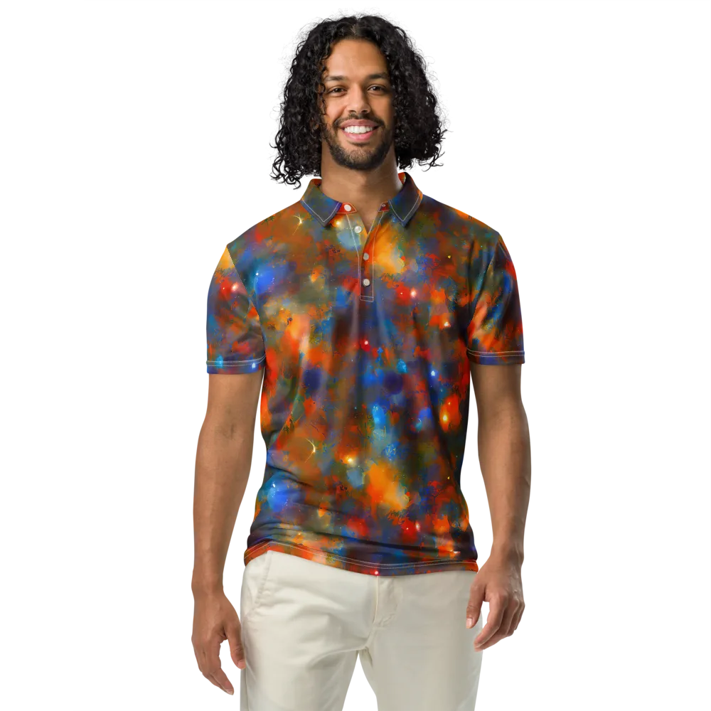 Blue Ember Bloom on Men's Slim Fit Polo Shirt — Front