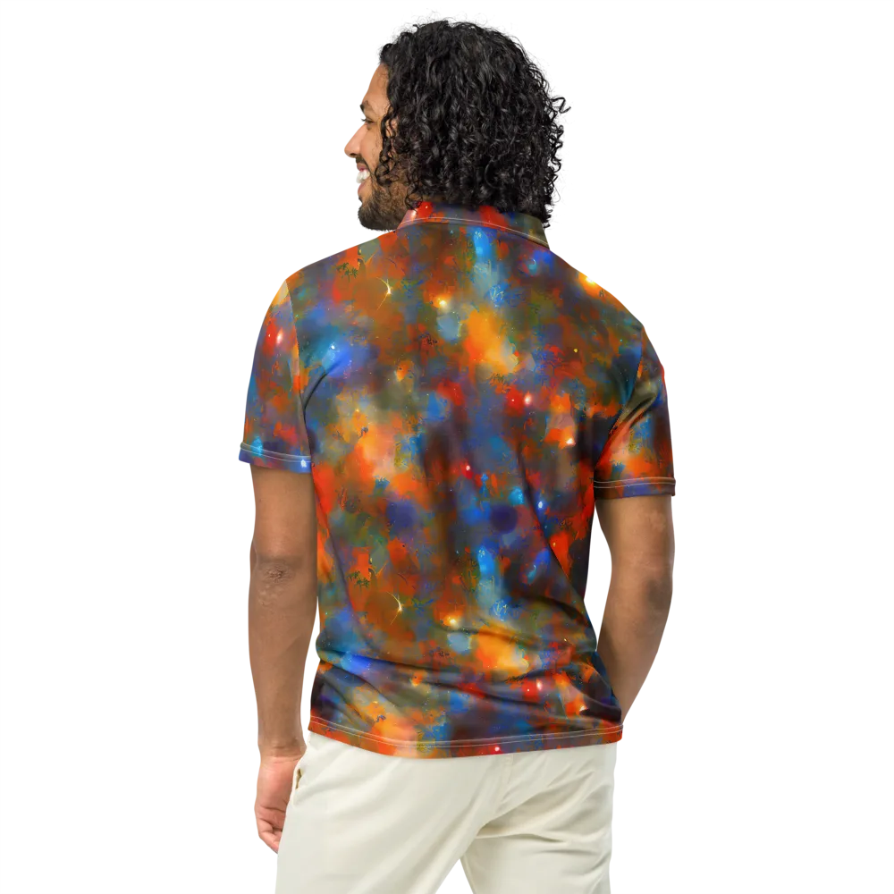 Blue Ember Bloom on Men's Slim Fit Polo Shirt — Back