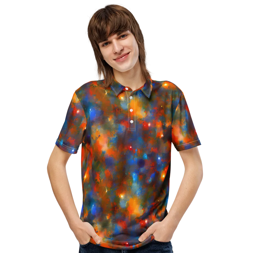 Blue Ember Bloom on Men's Slim Fit Polo Shirt — Front