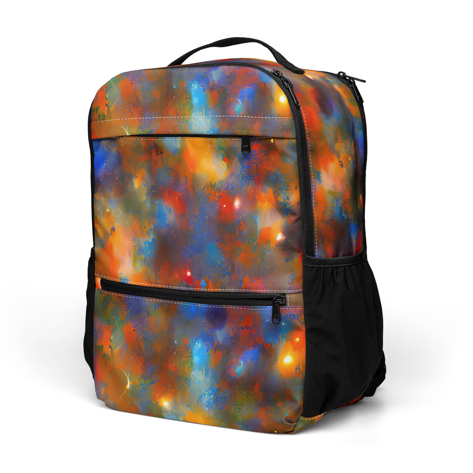 Blue Ember Bloom on Utility Backpack — Left Front