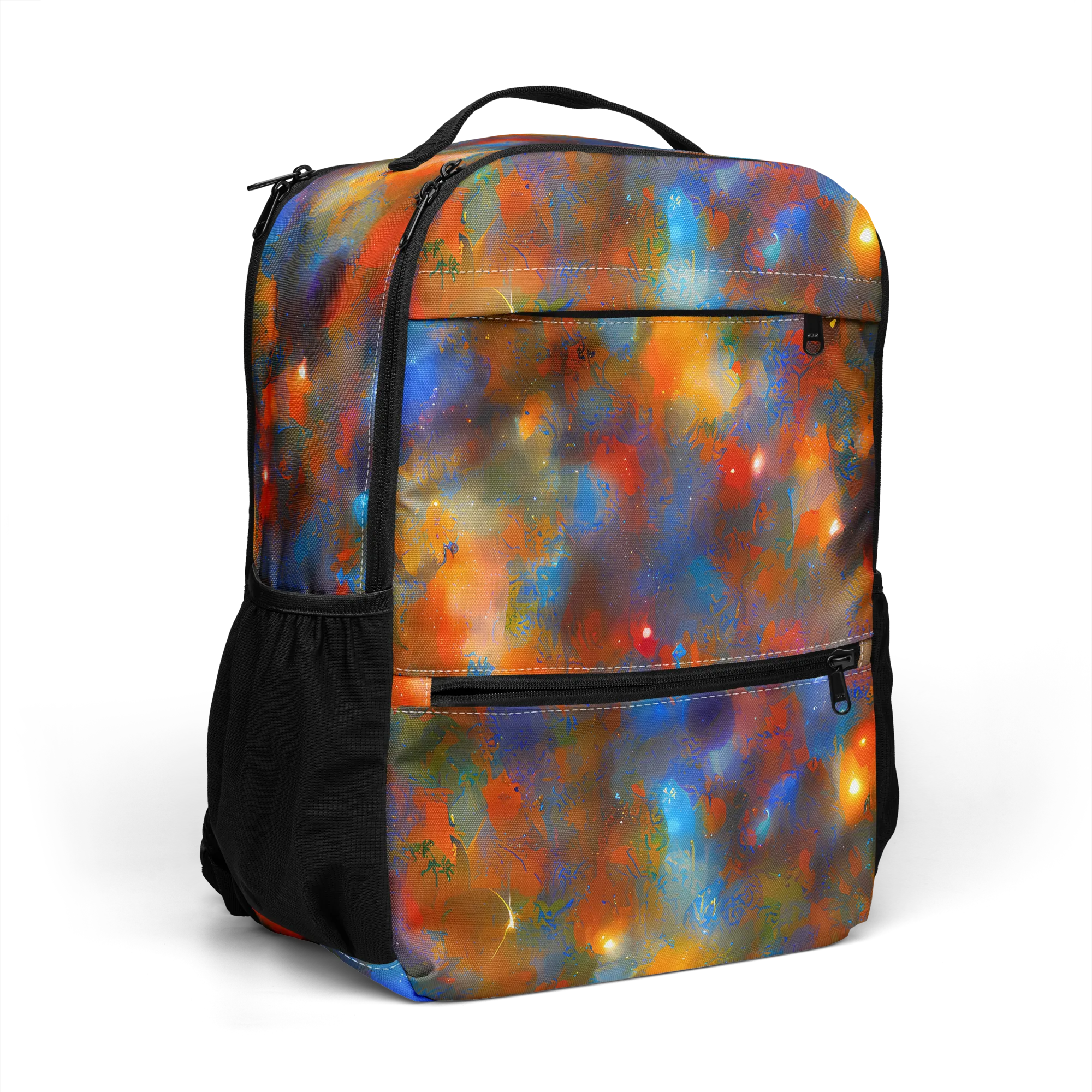 Blue Ember Bloom on Utility Backpack — Right Front