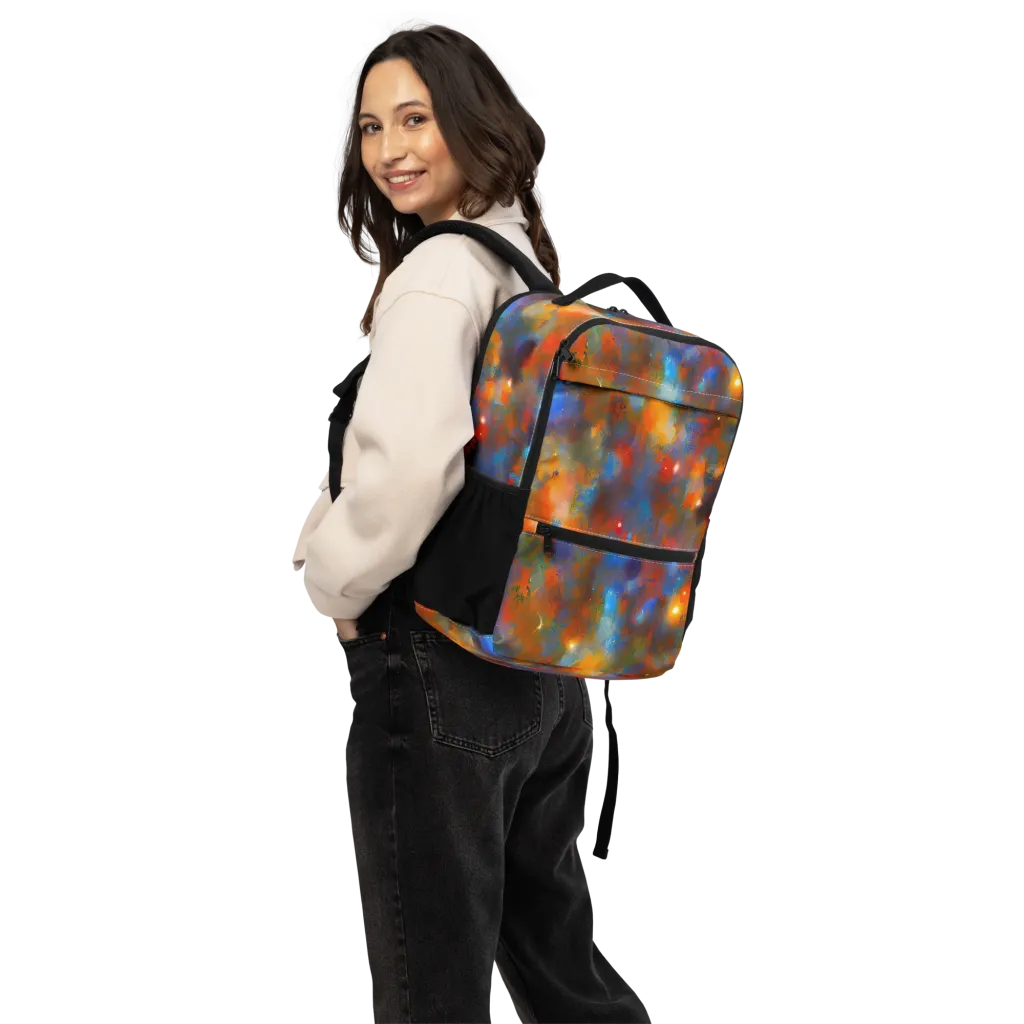 Blue Ember Bloom on Utility Backpack — Back