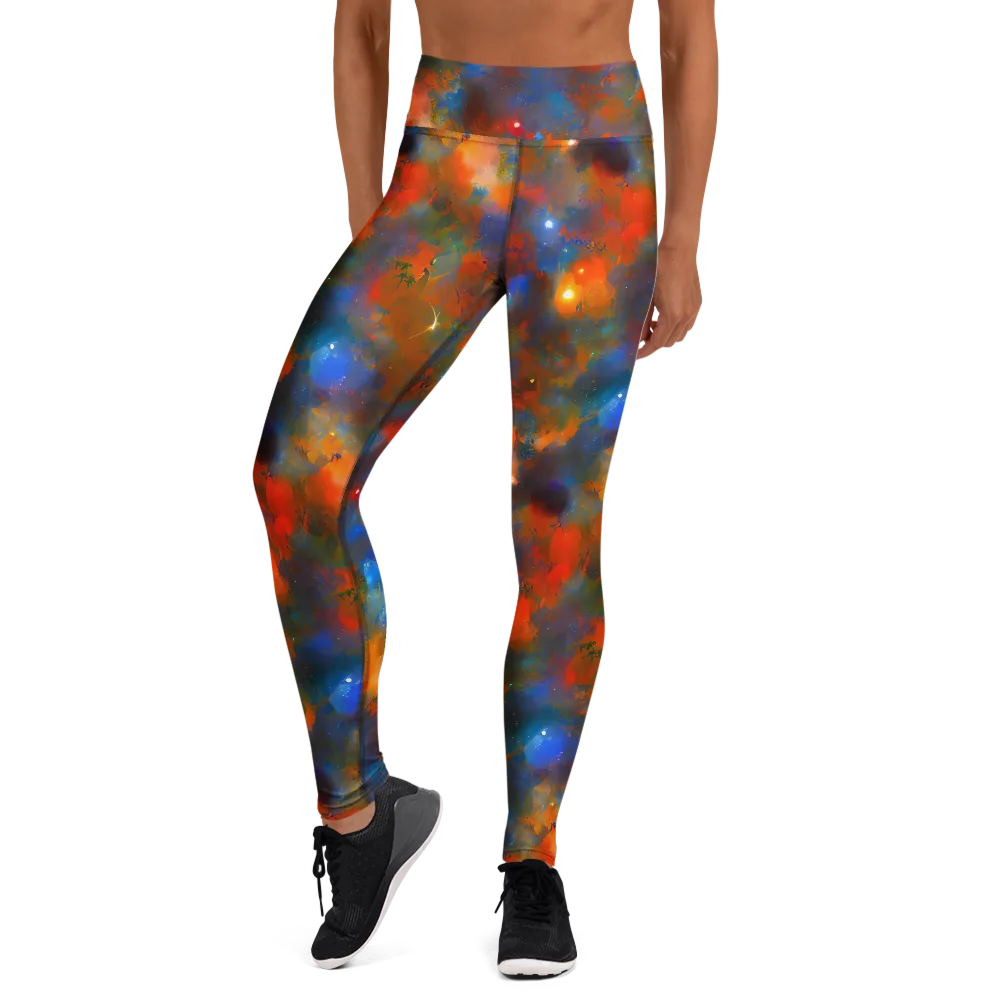 Blue Ember Bloom on Yoga Leggings — Front