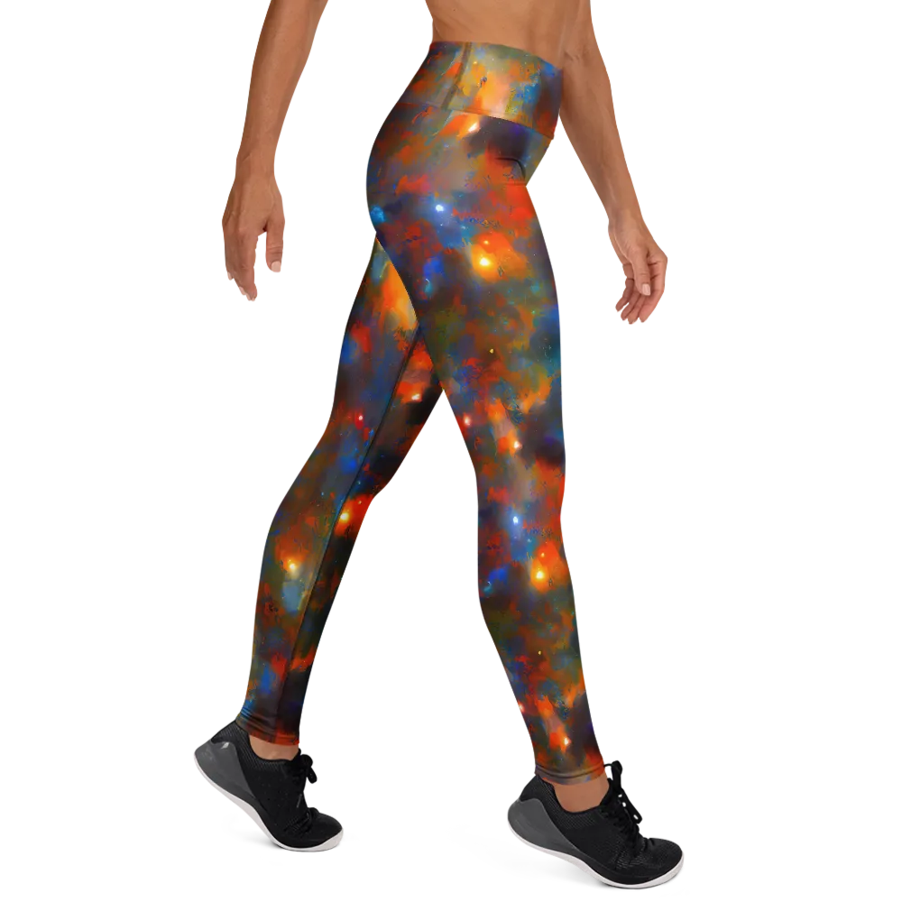 Blue Ember Bloom on Yoga Leggings — Right