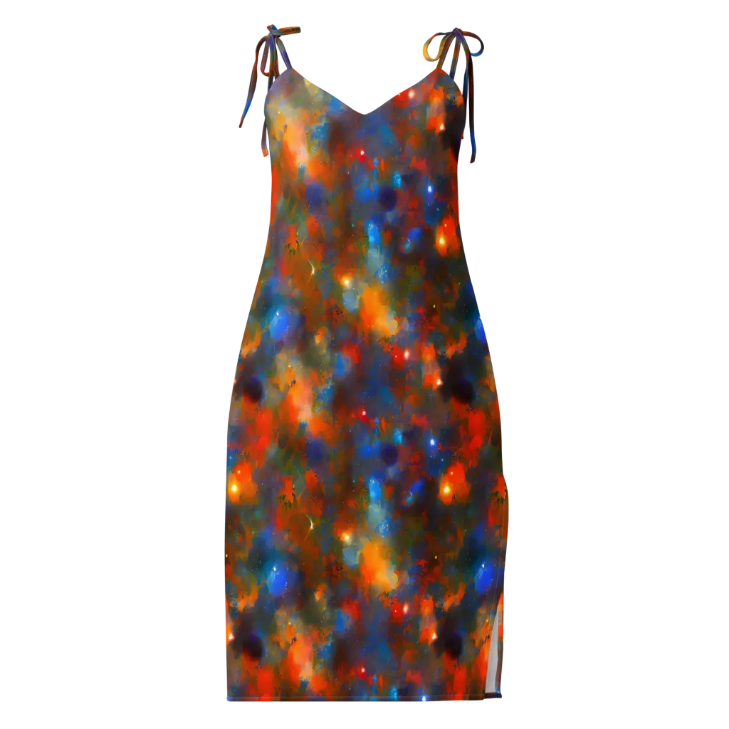 Blue Ember Bloom on Slip Dress — Front