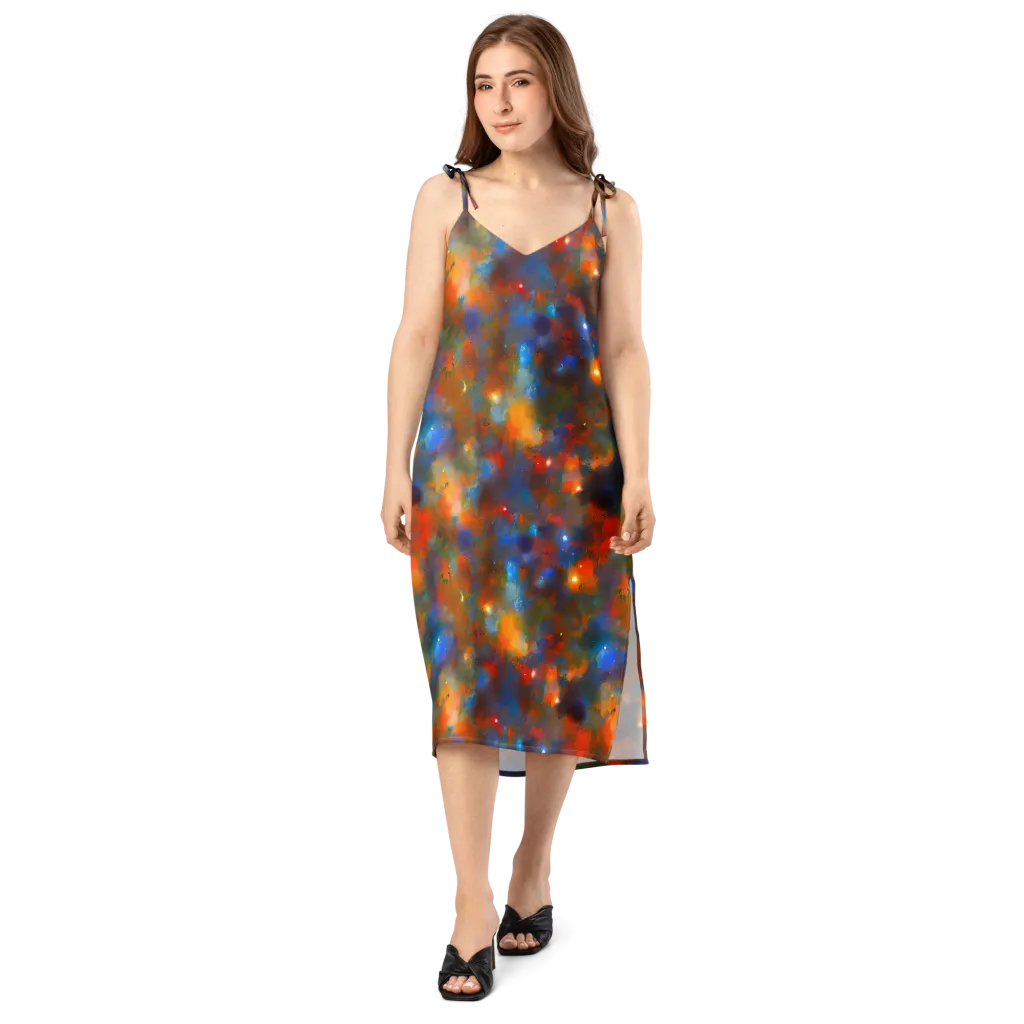 Blue Ember Bloom on Slip Dress — Front