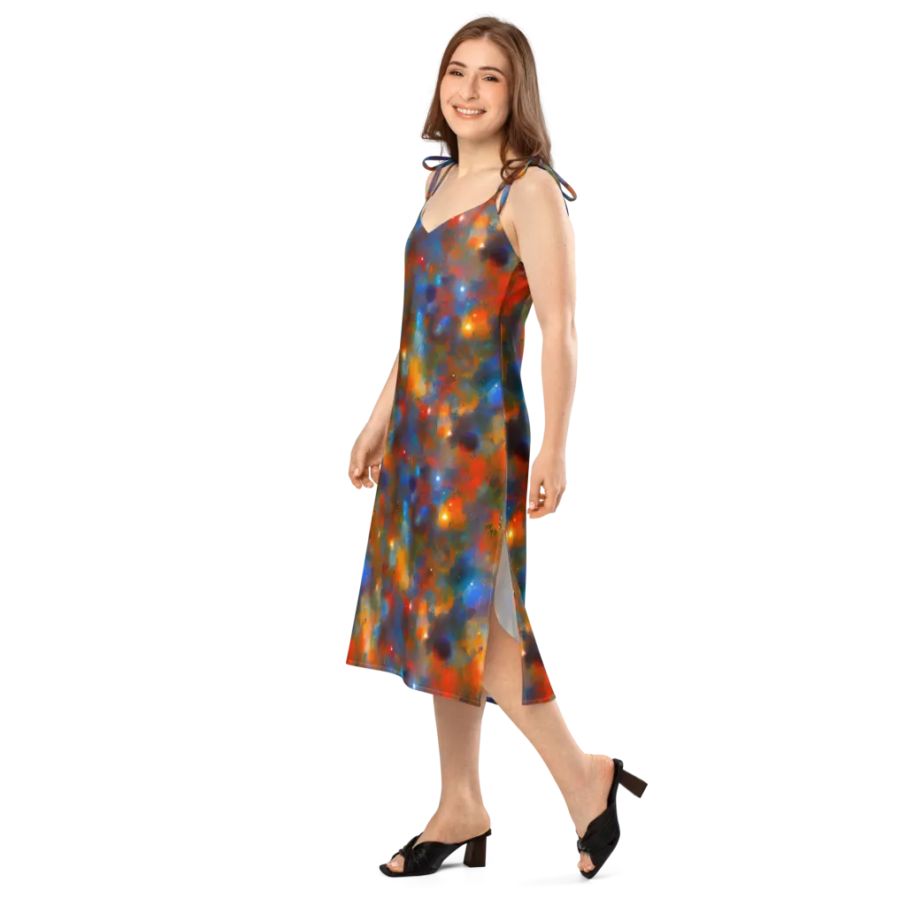 Blue Ember Bloom on Slip Dress — Left Front