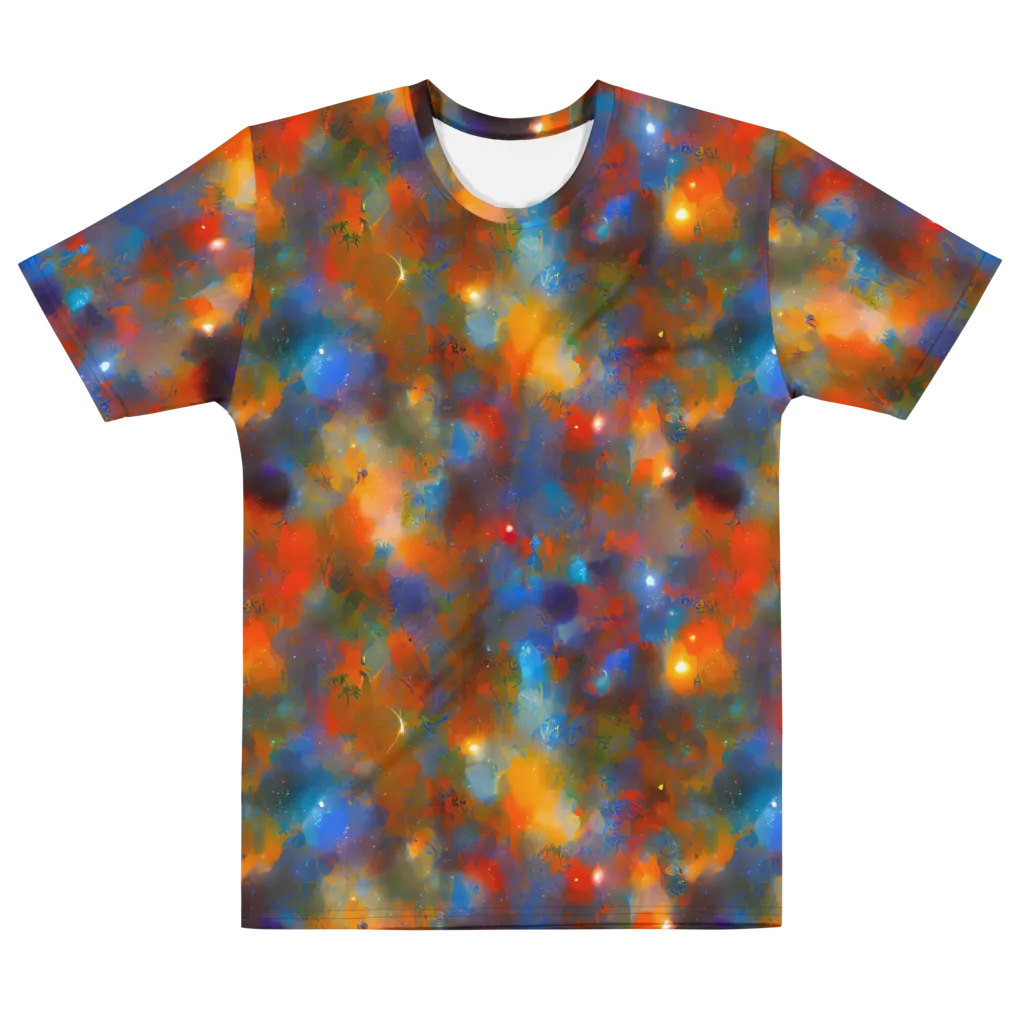 Blue Ember Bloom on Men's Cotton Crew Neck T-Shirt — Front