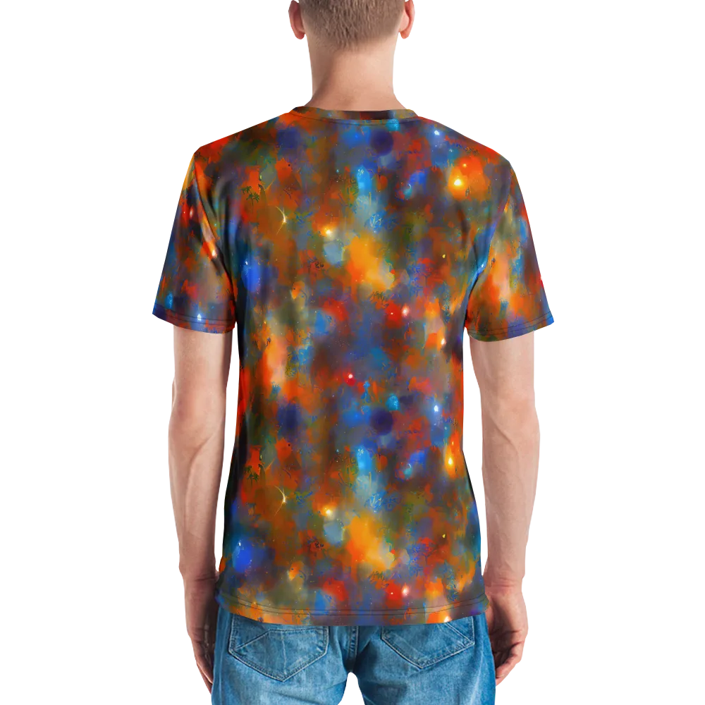 Blue Ember Bloom on Men's Crew Neck T-Shirt — Back