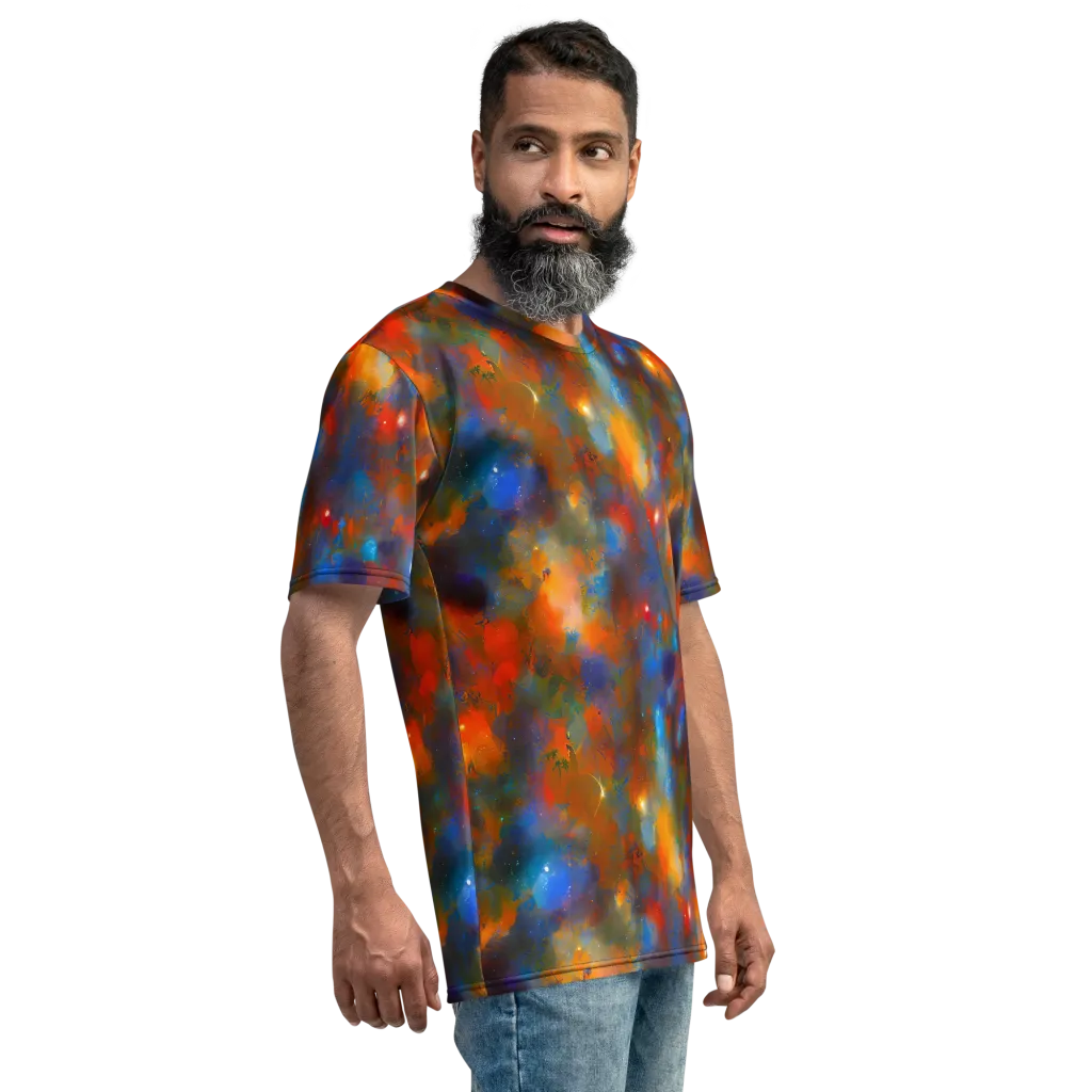Blue Ember Bloom on Men's Crew Neck T-Shirt — Right