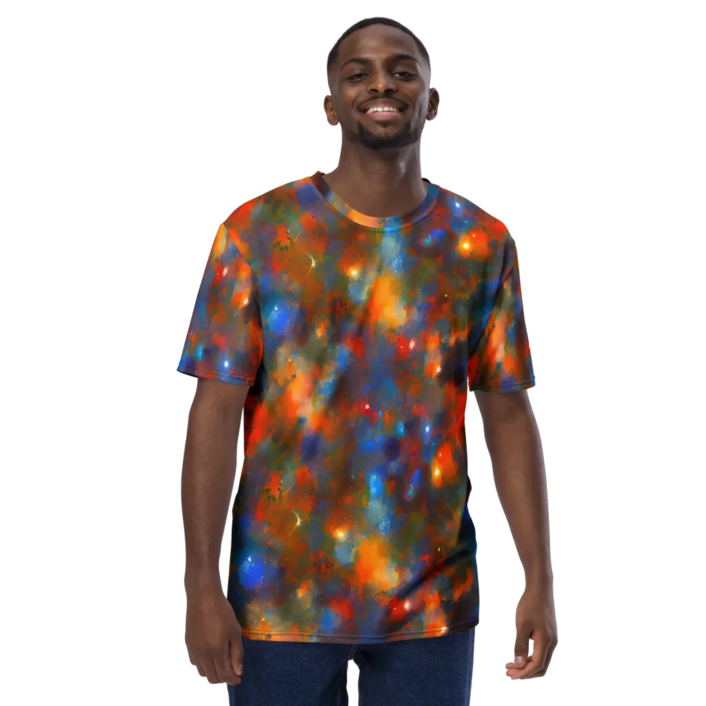Blue Ember Bloom on Men's Crew Neck T-Shirt — Front