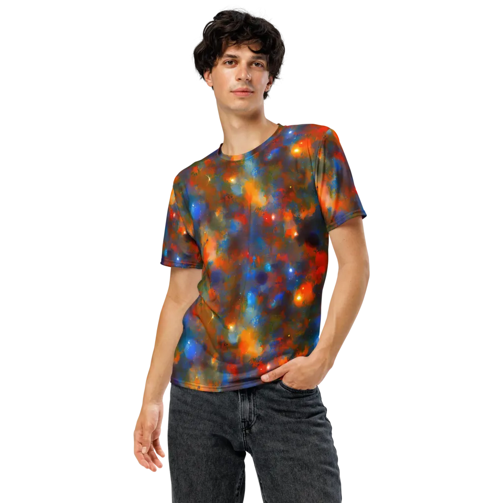 Blue Ember Bloom on Men's Crew Neck T-Shirt — Front