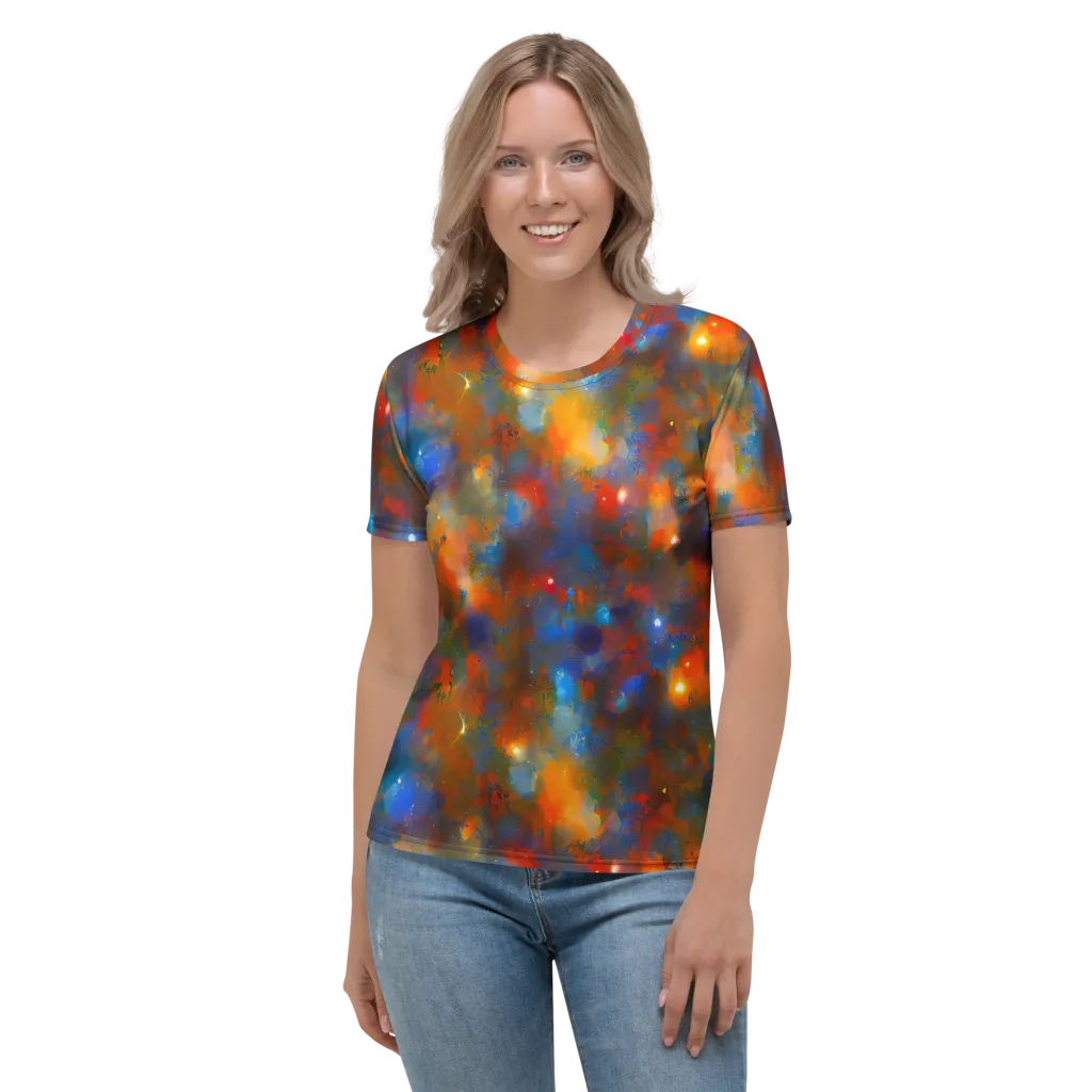 Blue Ember Bloom on Women's Crew Neck T-Shirt — Front